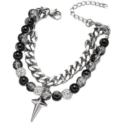 Xingmang Ice Crack Titanium Steel Double-layer Beaded Bracelet Fashion Trend Advanced Sense Niche Personality Design Gift Accessories Women