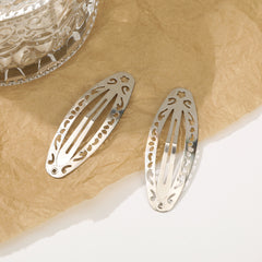 Cross-border European, American and Korean versions of thickened metal hairpins, simple silver BB clips, water droplets, oval shape, break-up clips, girl side clips