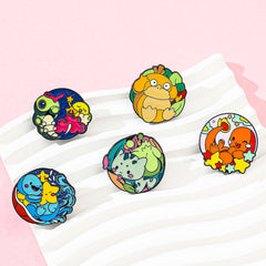 Japanese animation creative Pokémon cartoon metal badge cute frog seeds, up to duck, personalized brooch