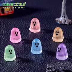 Cross-border creative luminous little ghost cute DIY ornament hanging accessories mini micro-landscape Halloween ornament