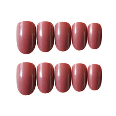 CS-35 Deep Bean Paste Round Fake Nail Patch Wear Nail Patch Finished Nail Patch Patch 24 Nail Patch Wholesale