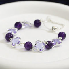 New four-leaf clover imitation blonde gold crystal four-leaf clover bracelet adjustable jewelry jewelry women's high sense INS