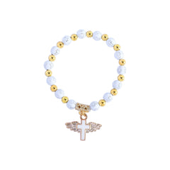 Shein Cross Mirror Hot Stamping Acrylic Cross Bead Bracelet Etsy Oil Dropping Angel Beaded Rosary Bead Hand Jewelry