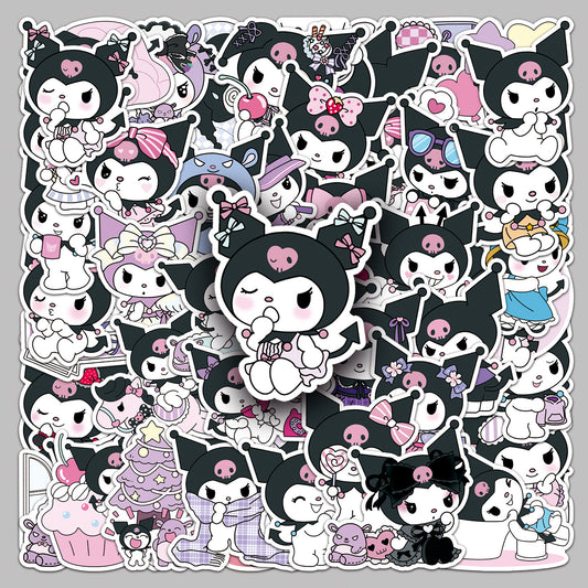 50 Kuromi Stickers Kuromi Sanrio Cute Cartoon Waterproof Decoration Computer Mobile Phone Thermos Cup Stickers