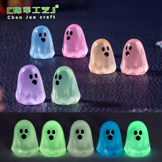 Cross-border creative luminous little ghost cute DIY ornament hanging accessories mini micro-landscape Halloween ornament
