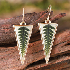 Cross-border European, American and independent stations retro new triangular Epoxy simulated leaf earrings