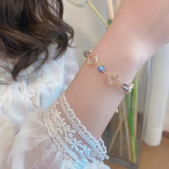 New four-leaf clover imitation blonde gold crystal four-leaf clover bracelet adjustable jewelry jewelry women's high sense INS