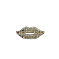Amazon hot-selling sexy red lip brooch fashionable full diamond high-end clothing dripping corsage women's anti-light pin