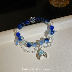 Zhou Shen should support the color, the surrounding gradual change, deep sea blue fishtail beaded bracelet women's niche design high value versatile jewelry