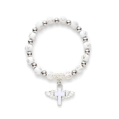Shein Cross Mirror Hot Stamping Acrylic Cross Bead Bracelet Etsy Oil Dropping Angel Beaded Rosary Bead Hand Jewelry