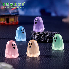 Cross-border creative luminous little ghost cute DIY ornament hanging accessories mini micro-landscape Halloween ornament