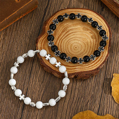 Amazon cross-border hot-selling geometric cross bracelet, male and female couples fashion versatile niche elastic bracelet wholesale