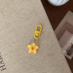 Color transparent small flower keychain female ins wind cute key pendant bag hanging jewelry earphone bag decoration