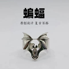 Open Ring Men's Bat European and American Men's Domineering Retro Zinc Alloy Punk Personality Halloween Themed Ring