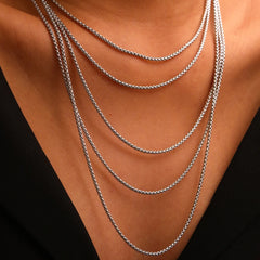 DGIDDK Gold Square Pearl Chain Necklace Stainless Steel Never Fade Waterproof Necklace Men and Women Fashion Jewelry Daily Wear