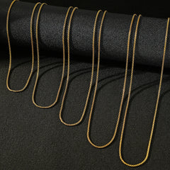 DGIDDK Gold Square Pearl Chain Necklace Stainless Steel Never Fade Waterproof Necklace Men and Women Fashion Jewelry Daily Wear