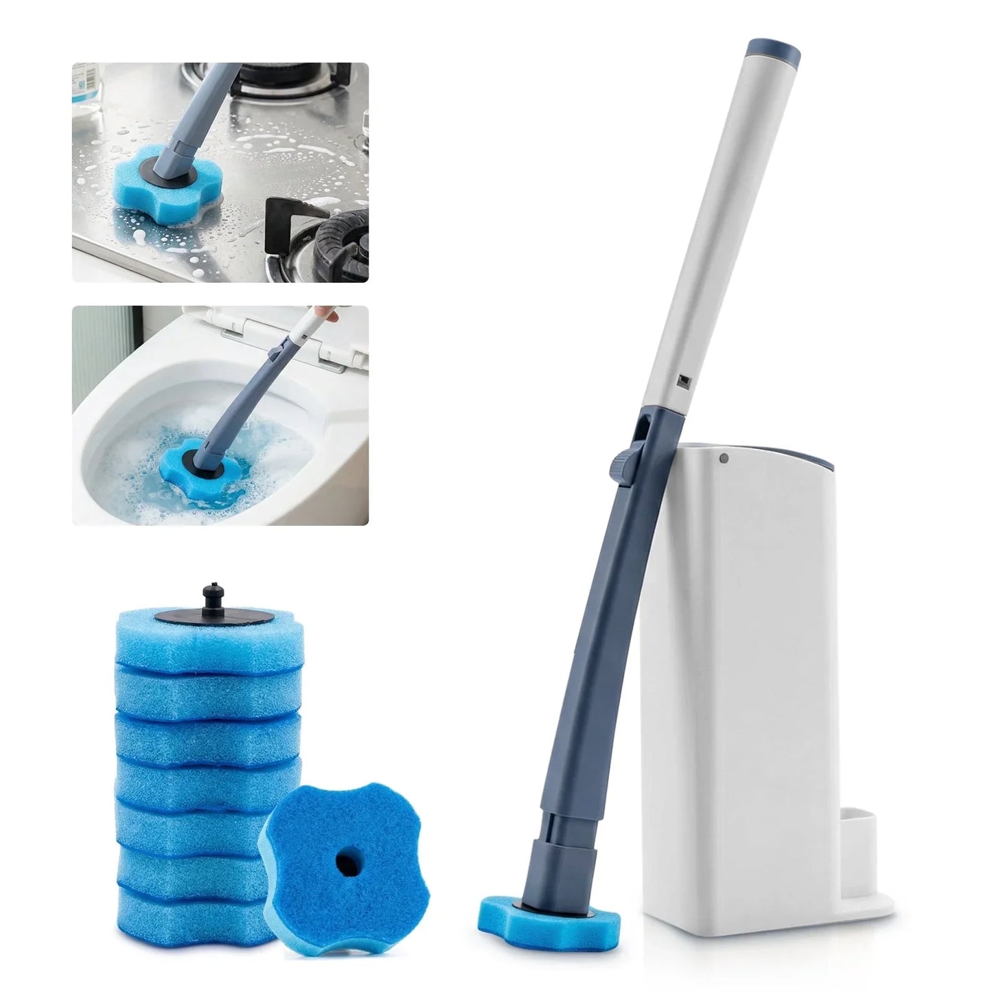 Toilet Bowl Wand Kit with 8 Refill Heads