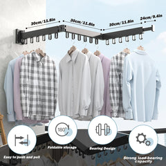 CLIPORE Retractable Clothesline Indoor, Foldable Wall Mounted Clothes Drying Rack, Space-Saving Laundry Rack for Bathroom and Balcony, Send Goods from Local Warehouse