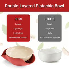 Double-Layer Nut Bowl with Separate Compartments - For Candy Pistachios in Shell, Shells - Red Snack Bowl for Home and Party, Send Goods from Local Warehouse