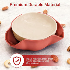 Double-Layer Nut Bowl with Separate Compartments - For Candy Pistachios in Shell, Shells - Red Snack Bowl for Home and Party, Send Goods from Local Warehouse