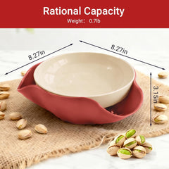 Double-Layer Nut Bowl with Separate Compartments - For Candy Pistachios in Shell, Shells - Red Snack Bowl for Home and Party, Send Goods from Local Warehouse