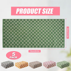 5 Pack Cotton Hand Towels, Checkered Pattern, Multi-Color, 13 x 29 Inches, Quick Drying, Modern Style, Soft and Absorbent for Bathroom, Kitchen, Gym, Spa