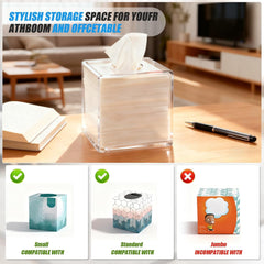 Clear Tissue Box Holder, Clear Tissue Box, Acrylic Napkin Holder for Bathroom Kitchen Bedroom Office Hotel - Send Goods from Local Warehouse