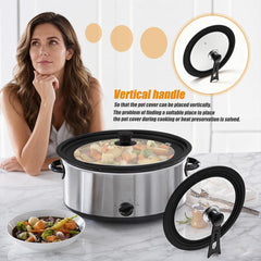 Vertical Standing Universal Lid Interchangeable Handle - 10 to 12 Inch for Pots and Pans Fits, Tempered Glass Heat Resistant Silicone Edge, Dishwasher Safe without BPA