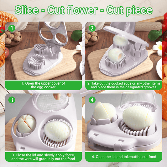 3-In-1 Heavy Duty Egg Slicer, Stainless Steel Dicer, Strawberry Slicer, Kitchen Chopping Tool With 3 Cutting Modes for Strawberry Grape Cherry Banana Butter Mushroom Tomato