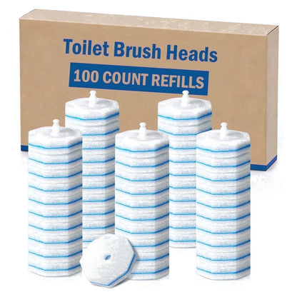 100PC Toilet Bowl Wand Refills, Replacement Heads for Bathroom Washroom Cleaning Pads, Disposable Toilet Brush Refills