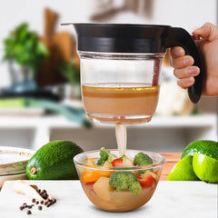 4Cup Fat Separator with Strainer and Bottom Release 33 oz Gravy Grease Separator for Cooking Healthier Gravy