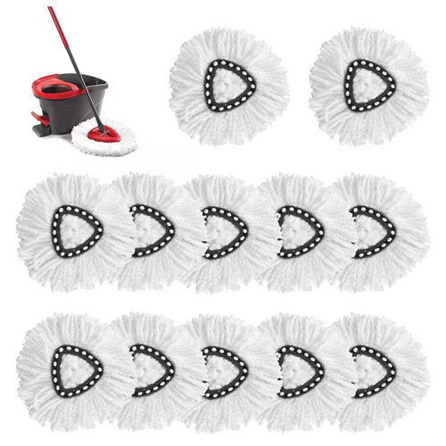 12 Pack Mop Heads, Mop Head Replacement for Triangle Spin Mop Systems, Microfiber Spin Mop Replacement Head Refills, Machine Washable for Hardwood, Tile & Floor