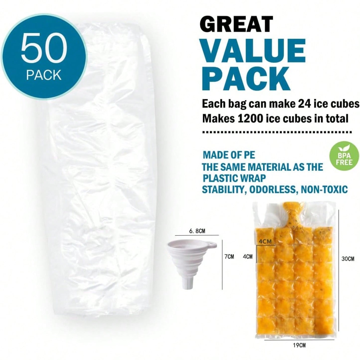 10 Pack Disposable Ice Cube Bags