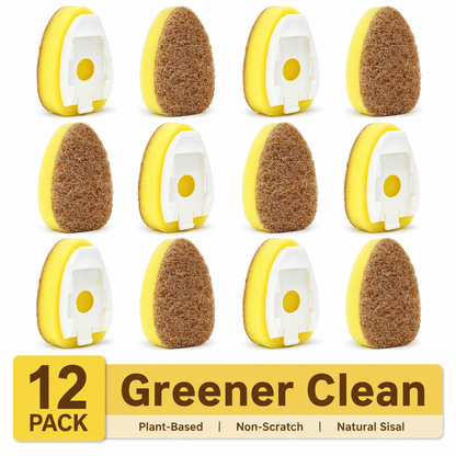 12PCS Natural Dish Wand Sponge Refills, Sisal Hemp Dishwand Refills, Non Scratch Dish Sponge Replacement Heads for Kitchen Sink, Dishes, Pots and Pans