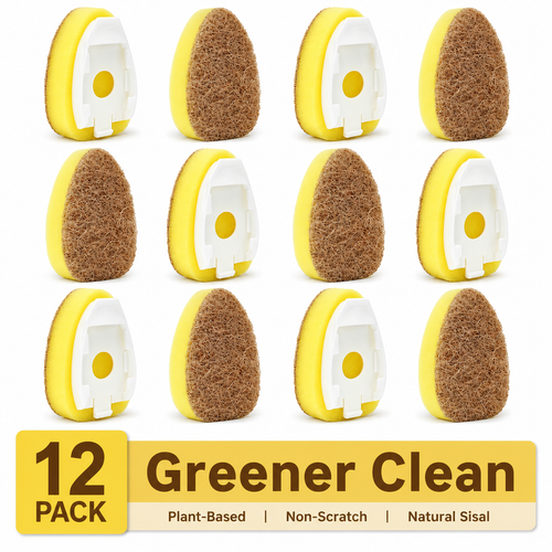 12PCS Natural Dish Wand Sponge Refills, Sisal Hemp Dishwand Refills, Non Scratch Dish Sponge Replacement Heads for Kitchen Sink, Dishes, Pots and Pans