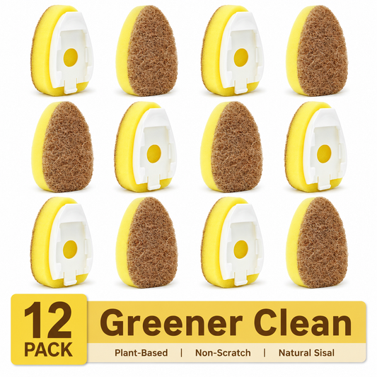 12PCS Natural Dish Wand Sponge Refills, Sisal Hemp Dishwand Refills, Non Scratch Dish Sponge Replacement Heads for Kitchen Sink, Dishes, Pots and Pans