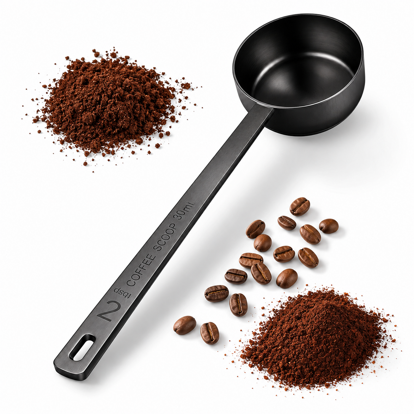 Long Handle Metal Coffee Scoop 6.5in, 2 Tablespoon 30ml 18/8 Stainless Steel Measuring Spoon for Coffee Grounds, Beans, Tea Powder, Tall Storage Jars & Containers