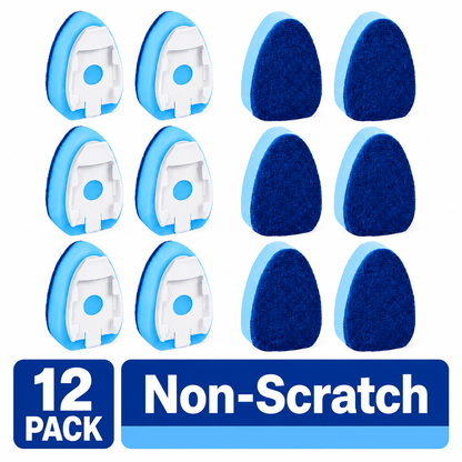 Non-Scratch Dish Wand Sponge Refills, Blue Click-On Replacement Pads for Nonstick Cookware, Sinks and Counters（12 Pack ）