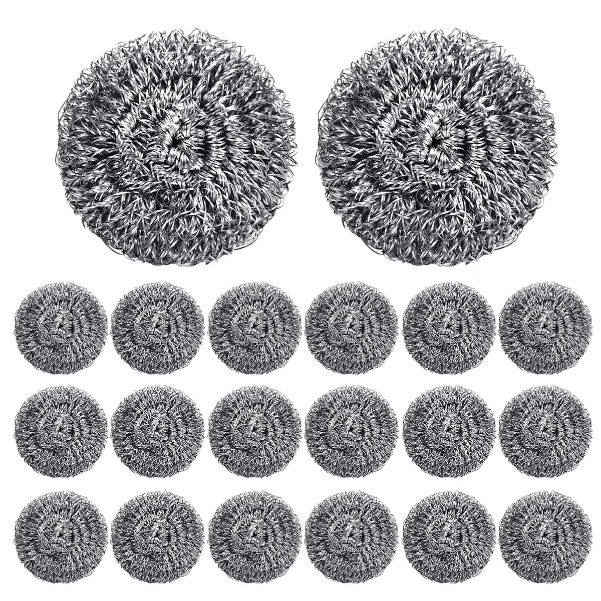 20 Pack Steel Wool Scrubber for Kitchen Cleaning, 2.6 Inch Stainless Steel Scrubber Pads, Metal Scrubber for Dishes, Pots, Pans, Ovens, Grills & Sinks