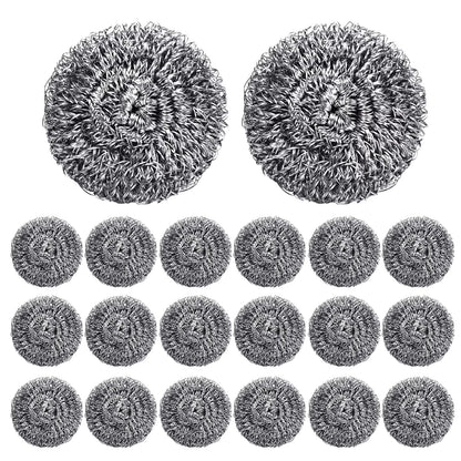 20 Pack Steel Wool Scrubber for Kitchen Cleaning, 2.6 Inch Stainless Steel Scrubber Pads, Metal Scrubber for Dishes, Pots, Pans, Ovens, Grills & Sinks