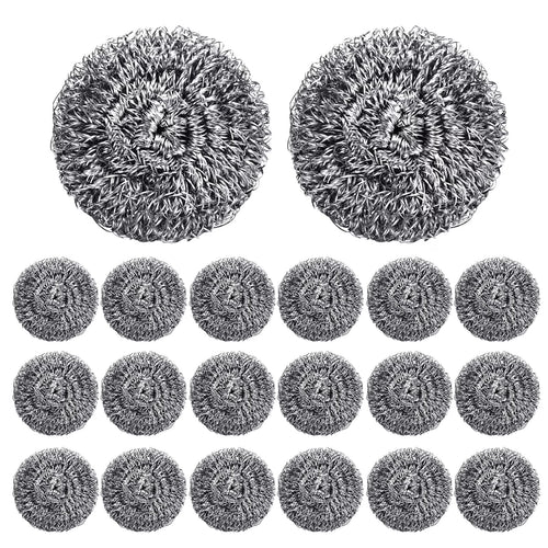 20 Pack Steel Wool Scrubber for Kitchen Cleaning, 2.6 Inch Stainless Steel Scrubber Pads, Metal Scrubber for Dishes, Pots, Pans, Ovens, Grills & Sinks