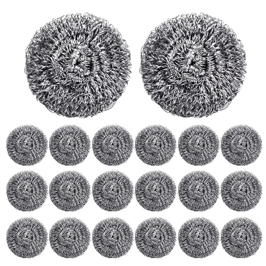 20 Pack Steel Wool Scrubber for Kitchen Cleaning, 2.6 Inch Stainless Steel Scrubber Pads, Metal Scrubber for Dishes, Pots, Pans, Ovens, Grills & Sinks