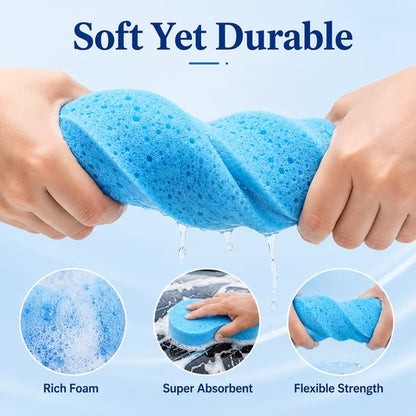 Car Wash Sponges 5 Pack, Extra Thick Large Cleaning Sponges, Soft Absorbent Non Scratch Foam Sponge for Washing Cars, Boat, Bike, Kitchen, Bathroom, Shower & Household Cleaning