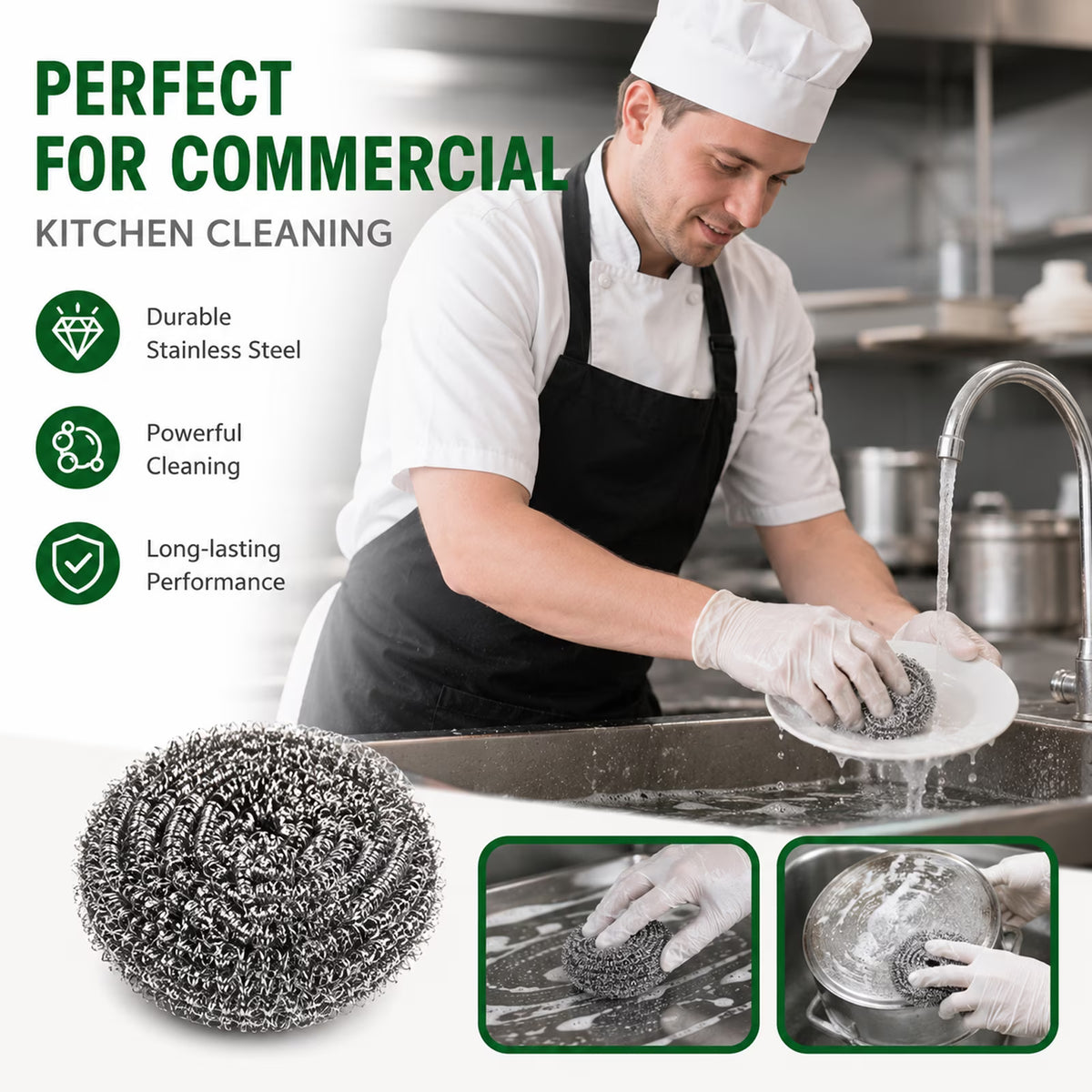 20 Pack Steel Wool Scrubber for Kitchen Cleaning, 2.6 Inch Stainless Steel Scrubber Pads, Metal Scrubber for Dishes, Pots, Pans, Ovens, Grills & Sinks