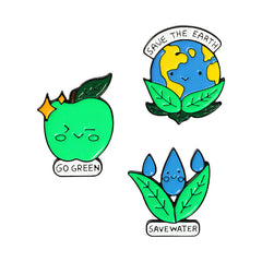 Foreign trade cartoon creative plant-shaped jewelry brooch, water conservation, green environmental protection letter brooch badge