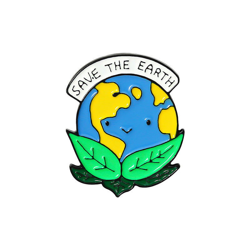 Foreign trade cartoon creative plant-shaped jewelry brooch, water conservation, green environmental protection letter brooch badge