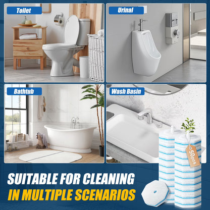 50PC Toilet Bowl Wand Refills, Replacement Heads for Bathroom Washroom Cleaning Pads, Disposable Toilet Brush Refills