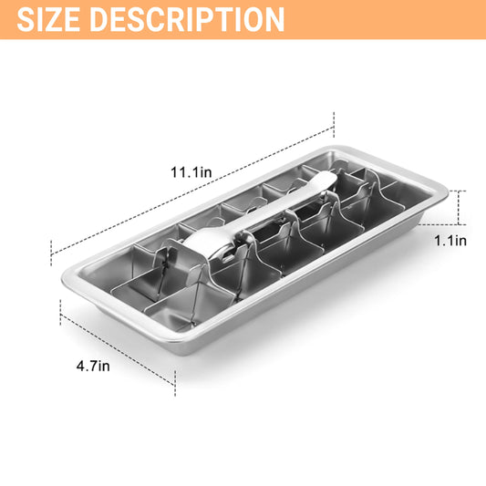 Retro Stainless Steel Ice Tray - 18-Cube Metal Ice Trays for Freezer with Easy Release Handle, Commercial Grade Non-Toxic Material, Dishwasher Safe, Send Goods from Local Warehouse