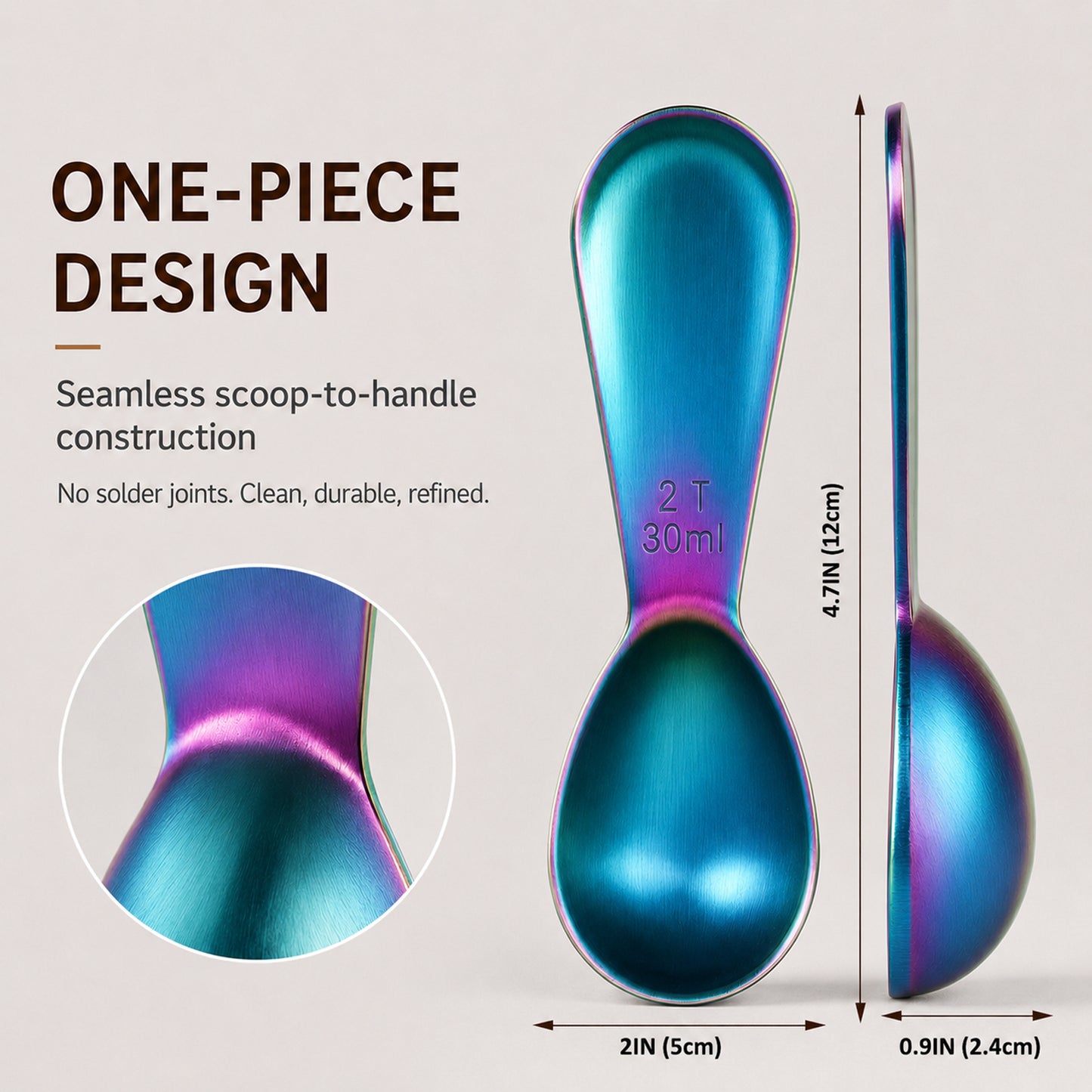 1 Pcs Coffee Scoop, Premium 2 Tablespoon Coffee Spoon for Ground Coffee and Tea, Ergonomic Handle
