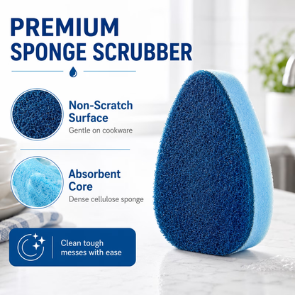 Non-Scratch Dish Wand Sponge Refills, Blue Click-On Replacement Pads for Nonstick Cookware, Sinks and Counters（12 Pack ）